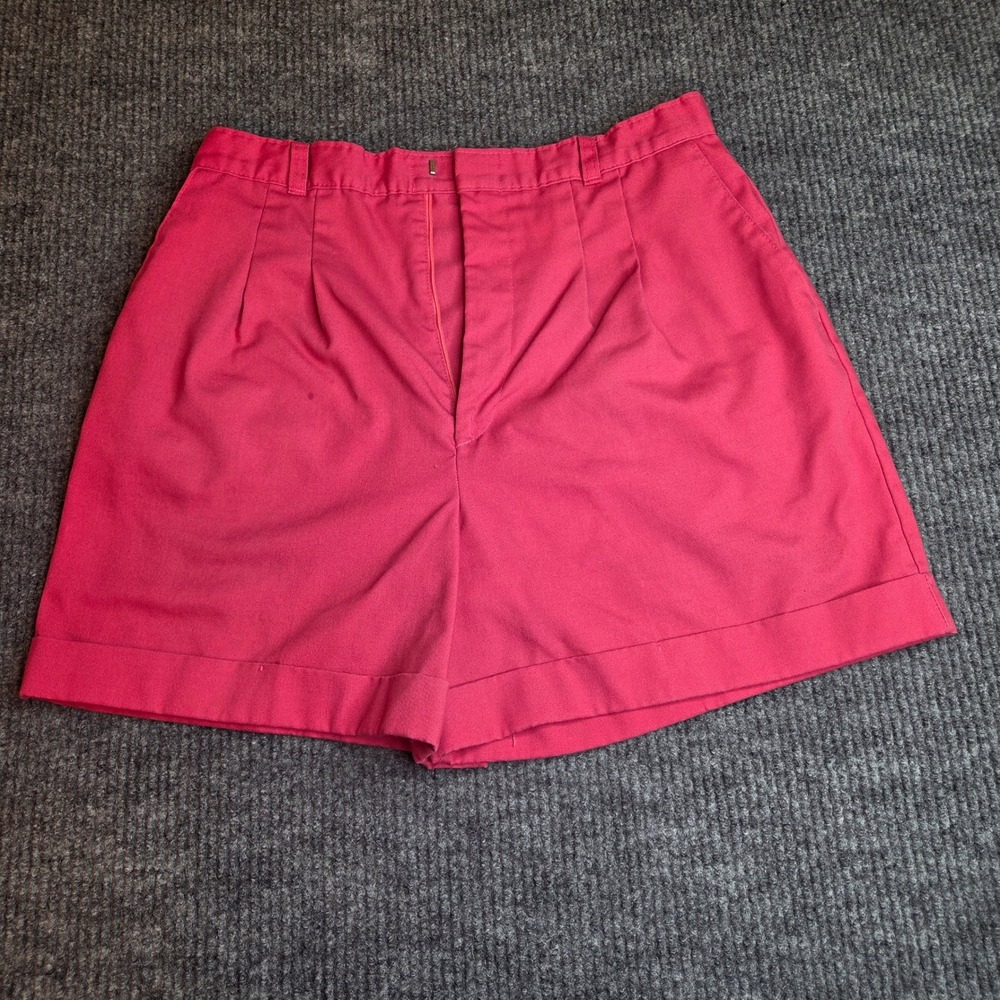 Vintage GarAn Red‎ Shorts High Waist Cuffed Pleated USA Made Womens Size 16